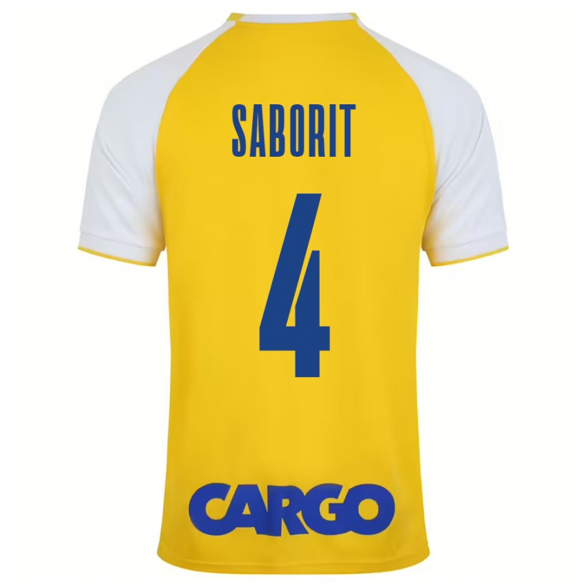 Bambino Maglia Enric Saborit #4 Giallo Bianco Kit Gara Home 2024/25 Maglietta