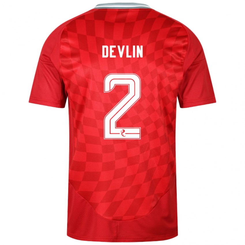 Bambino Maglia Nicky Devlin #2 Rosso Kit Gara Home 2024/25 Maglietta