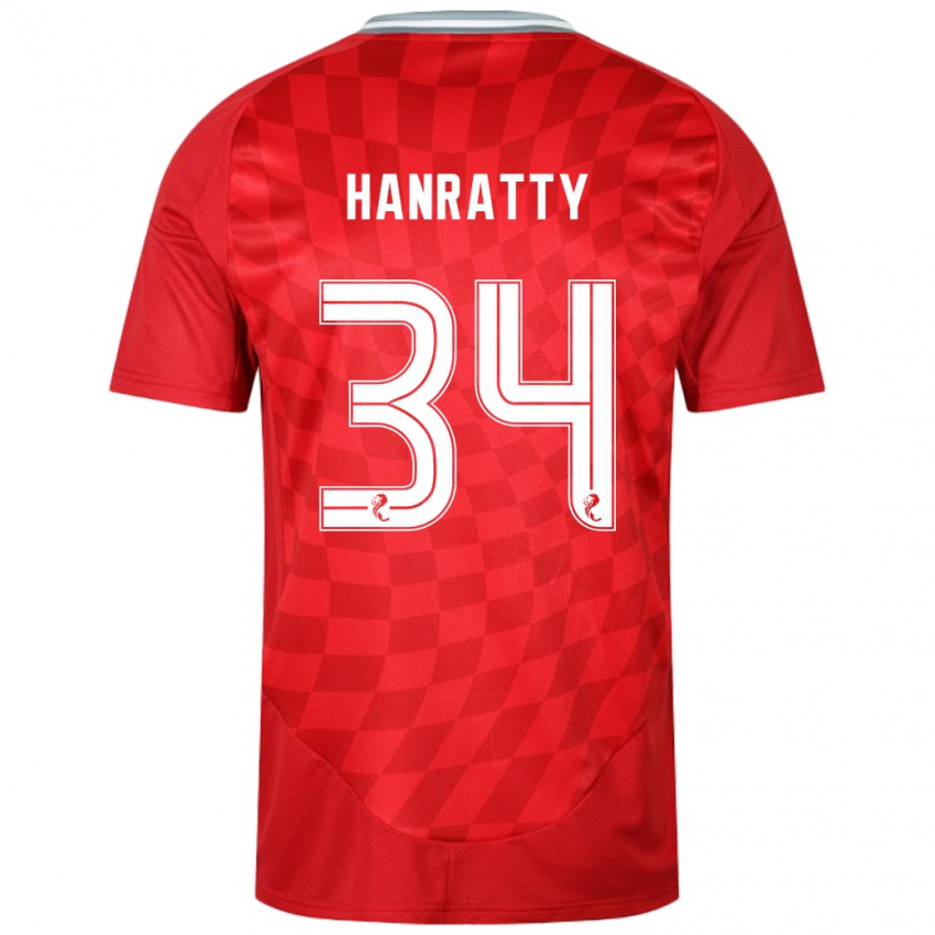 Bambino Maglia Kevin Hanratty #34 Rosso Kit Gara Home 2024/25 Maglietta