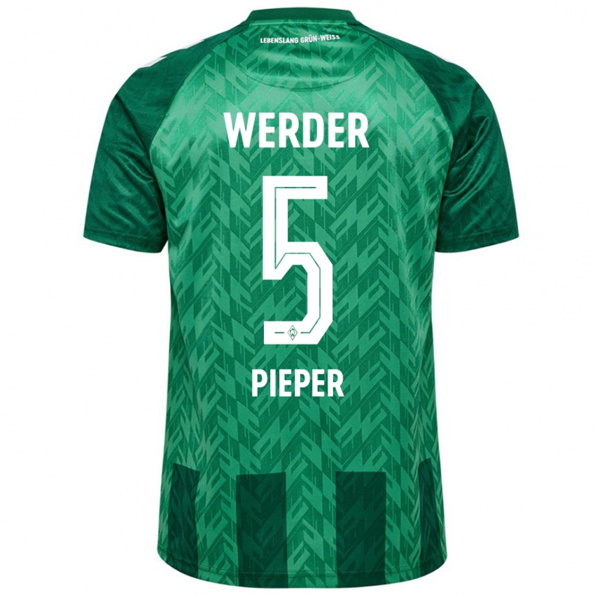 Bambino Maglia Amos Pieper #5 Verde Kit Gara Home 2024/25 Maglietta