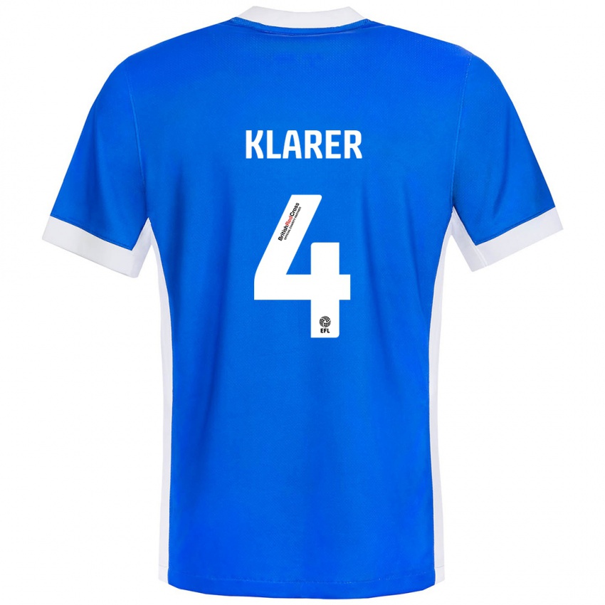 Bambino Maglia Christoph Klarer #4 Blu Bianco Kit Gara Home 2024/25 Maglietta