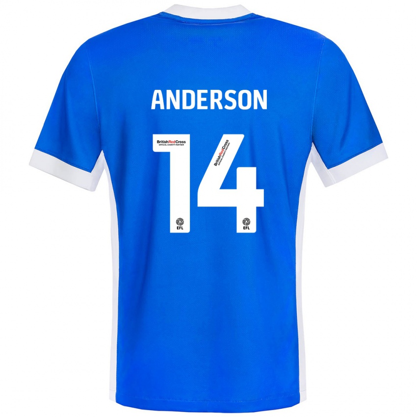 Bambino Maglia Keshi Anderson #14 Blu Bianco Kit Gara Home 2024/25 Maglietta