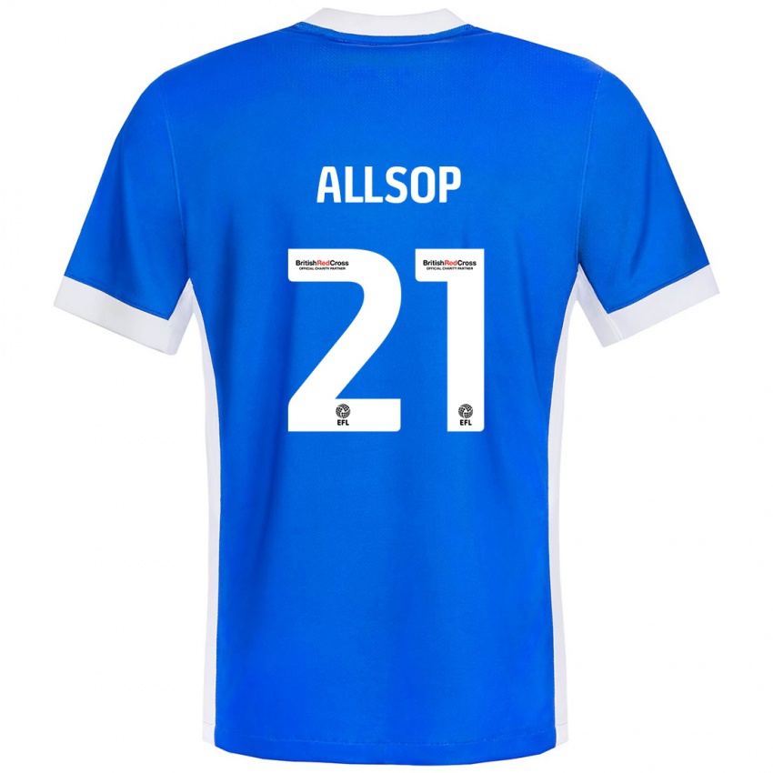 Bambino Maglia Ryan Allsop #21 Blu Bianco Kit Gara Home 2024/25 Maglietta