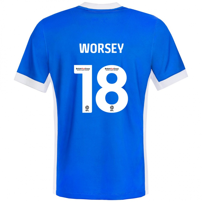 Bambino Maglia Louanne Worsey #18 Blu Bianco Kit Gara Home 2024/25 Maglietta