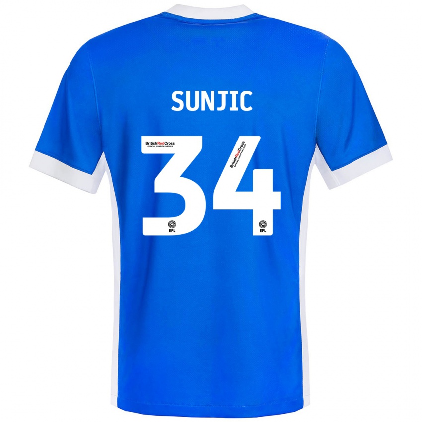 Bambino Maglia Ivan Sunjic #34 Blu Bianco Kit Gara Home 2024/25 Maglietta