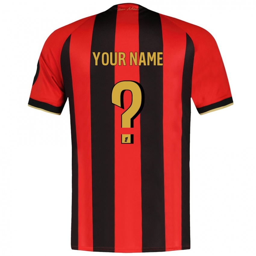 Bambino Maglia Il Tuo Nome #0 Rosso Nero Kit Gara Home 2024/25 Maglietta