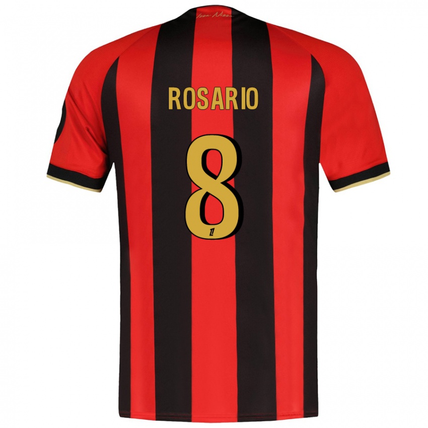 Bambino Maglia Pablo Rosario #8 Rosso Nero Kit Gara Home 2024/25 Maglietta