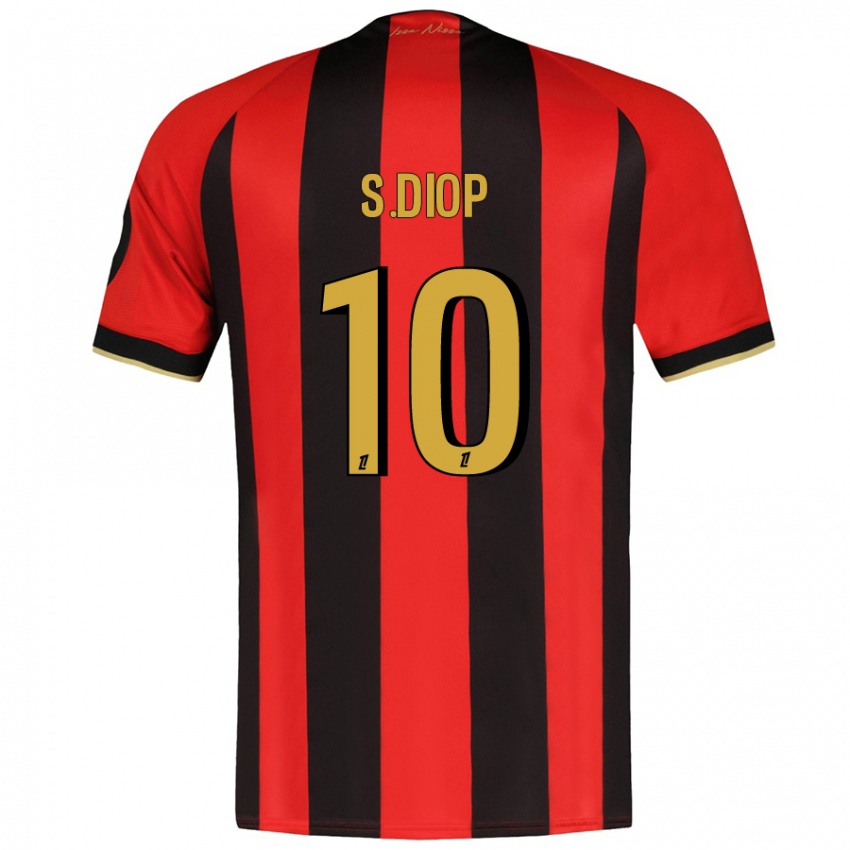 Bambino Maglia Sofiane Diop #10 Rosso Nero Kit Gara Home 2024/25 Maglietta