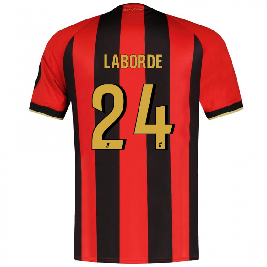 Bambino Maglia Gaëtan Laborde #24 Rosso Nero Kit Gara Home 2024/25 Maglietta