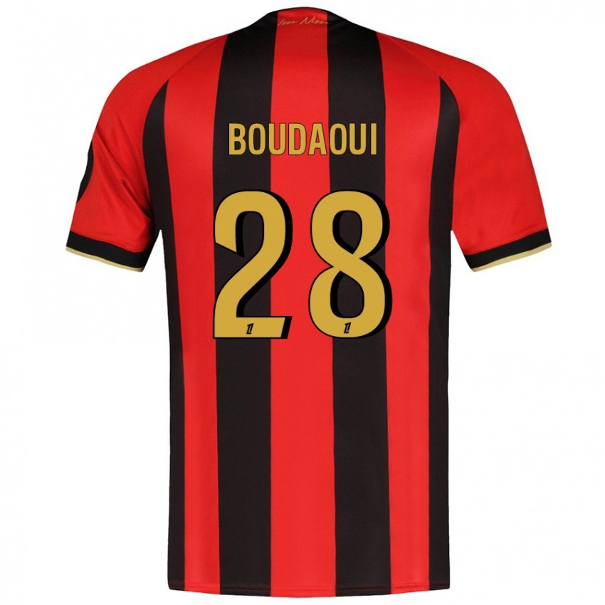 Bambino Maglia Hicham Boudaoui #28 Rosso Nero Kit Gara Home 2024/25 Maglietta