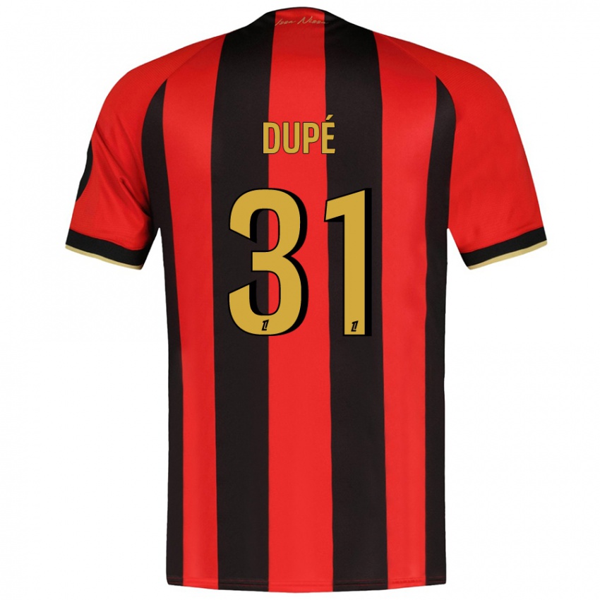 Bambino Maglia Maxime Dupé #31 Rosso Nero Kit Gara Home 2024/25 Maglietta