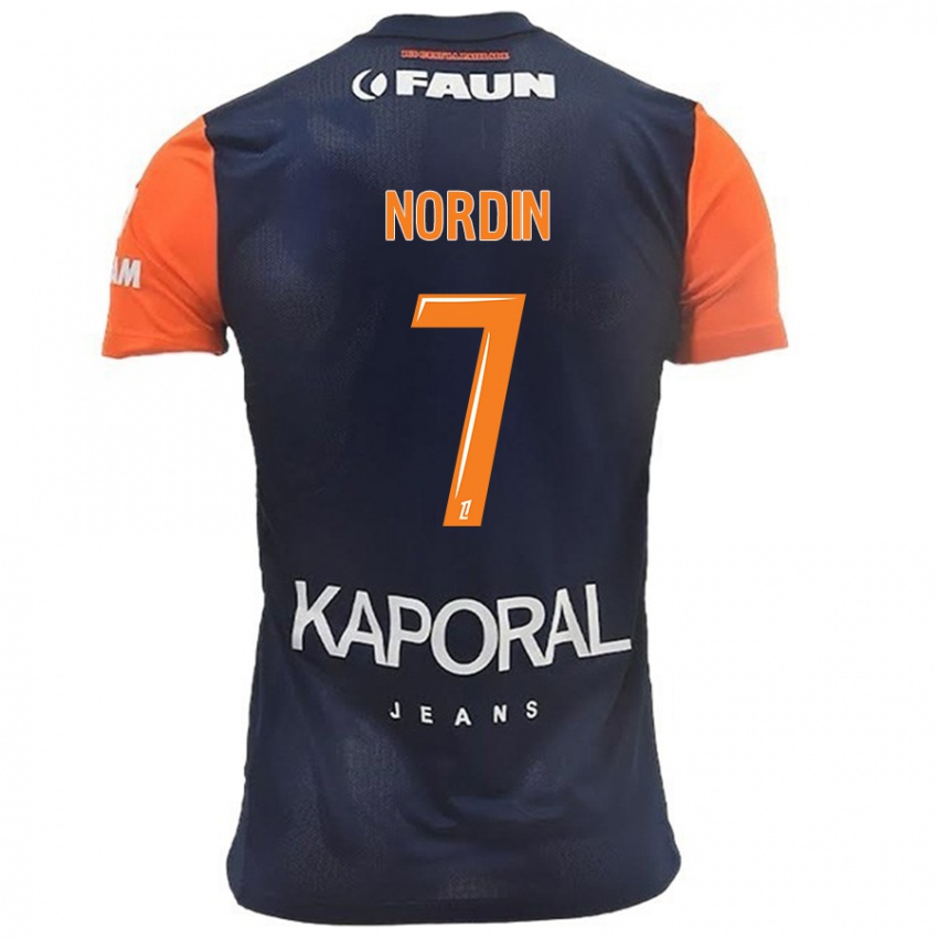 Bambino Maglia Arnaud Nordin #7 Blu Navy Arancione Kit Gara Home 2024/25 Maglietta