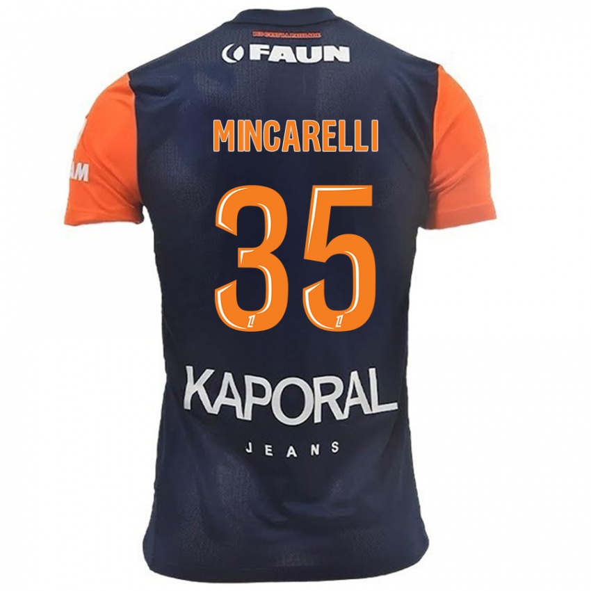 Bambino Maglia Lucas Mincarelli #35 Blu Navy Arancione Kit Gara Home 2024/25 Maglietta