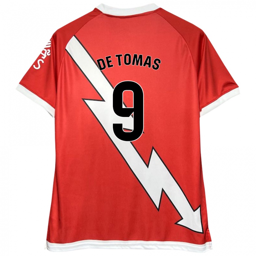 Bambino Maglia Raúl De Tomás #9 Bianco Rosso Kit Gara Home 2024/25 Maglietta