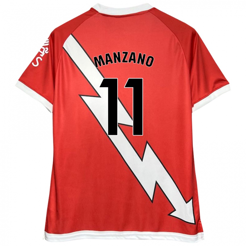 Bambino Maglia Sergio Manzano #11 Bianco Rosso Kit Gara Home 2024/25 Maglietta