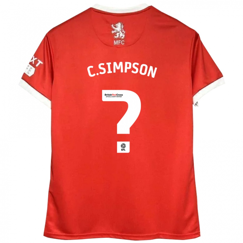 Bambino Maglia Cameron Simpson #0 Rosso Bianco Kit Gara Home 2024/25 Maglietta