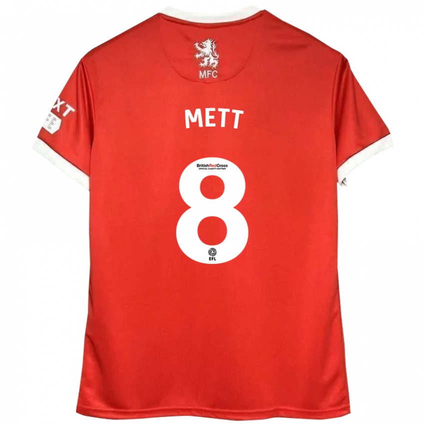 Bambino Maglia Jessica Mett #8 Rosso Bianco Kit Gara Home 2024/25 Maglietta