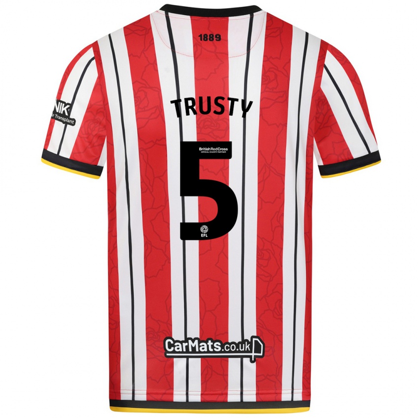 Bambino Maglia Auston Trusty #5 Rosso Strisce Bianche Kit Gara Home 2024/25 Maglietta