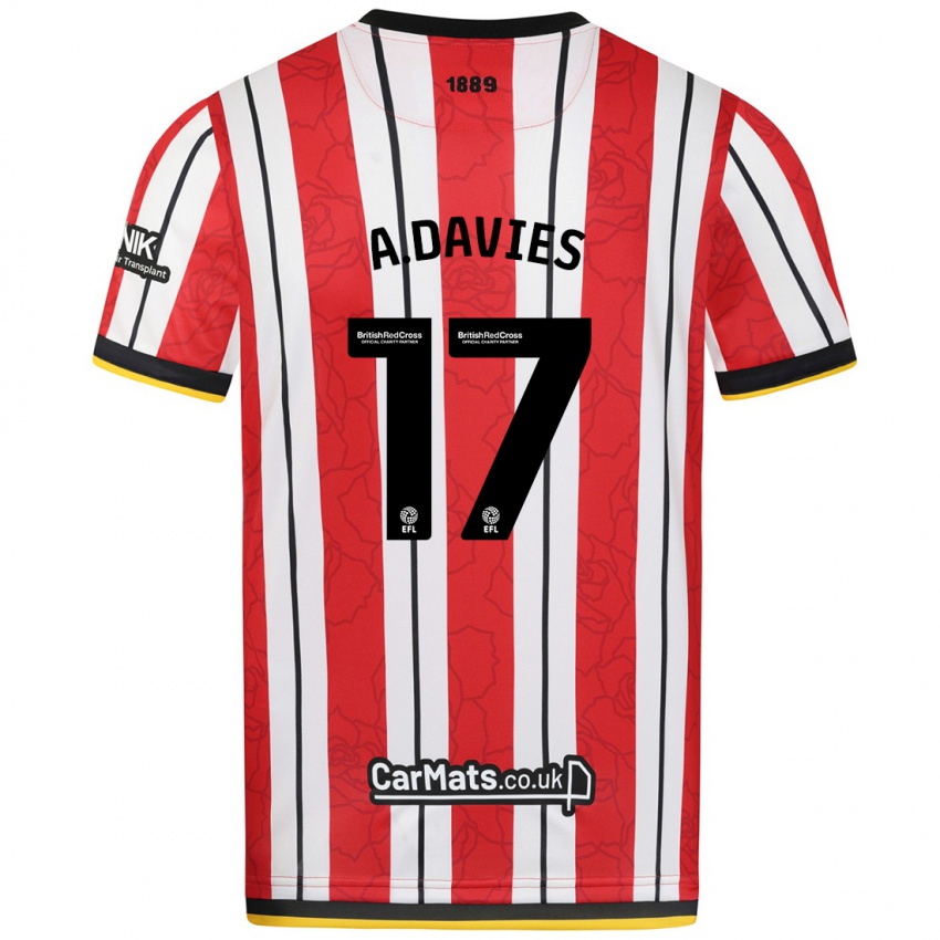 Bambino Maglia Adam Davies #17 Rosso Strisce Bianche Kit Gara Home 2024/25 Maglietta