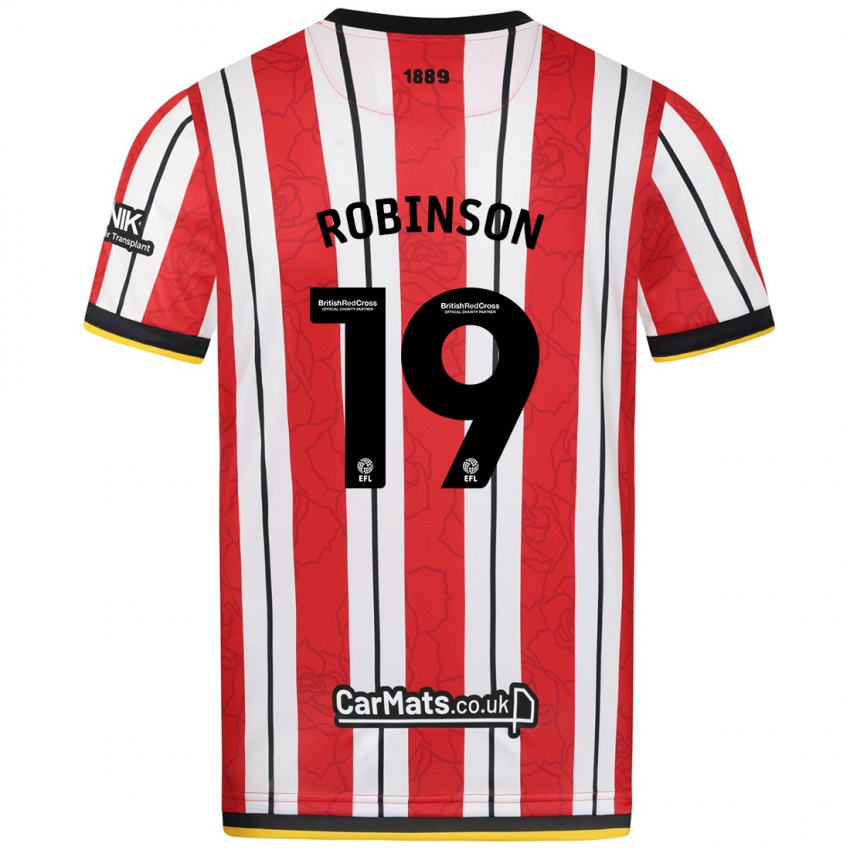 Bambino Maglia Jack Robinson #19 Rosso Strisce Bianche Kit Gara Home 2024/25 Maglietta