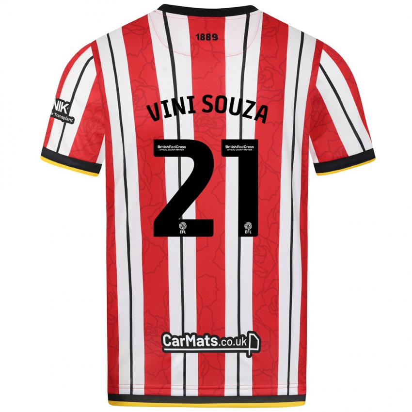 Bambino Maglia Vini Souza #21 Rosso Strisce Bianche Kit Gara Home 2024/25 Maglietta