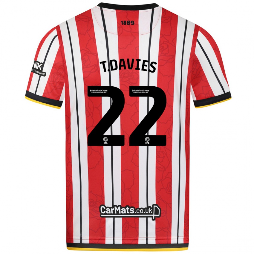 Bambino Maglia Tom Davies #22 Rosso Strisce Bianche Kit Gara Home 2024/25 Maglietta