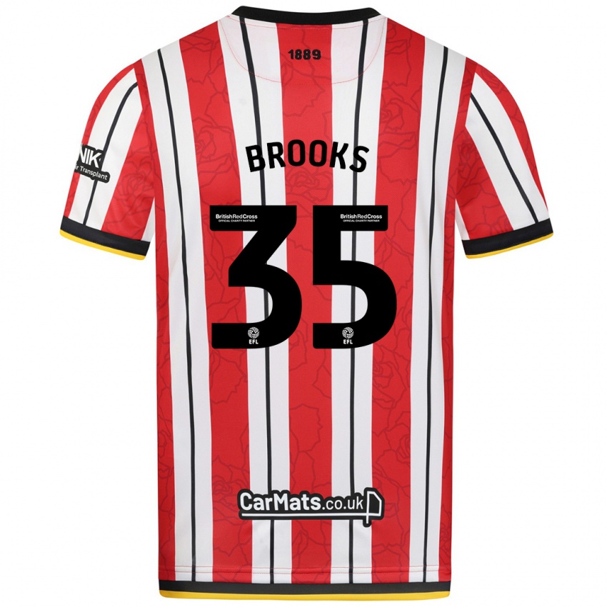 Bambino Maglia Andre Brooks #35 Rosso Strisce Bianche Kit Gara Home 2024/25 Maglietta