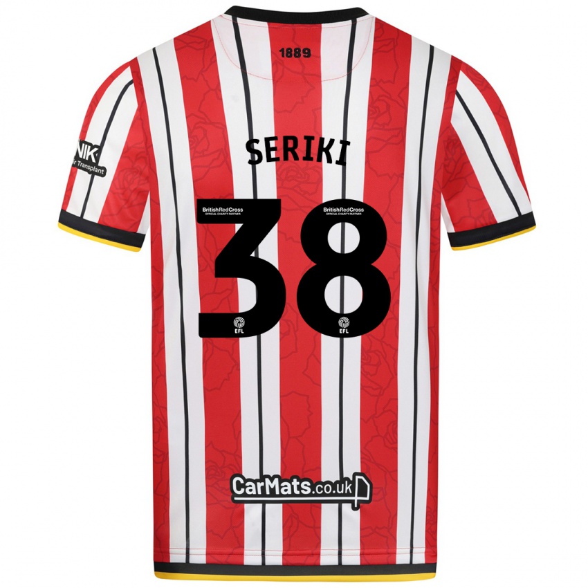 Bambino Maglia Femi Seriki #38 Rosso Strisce Bianche Kit Gara Home 2024/25 Maglietta