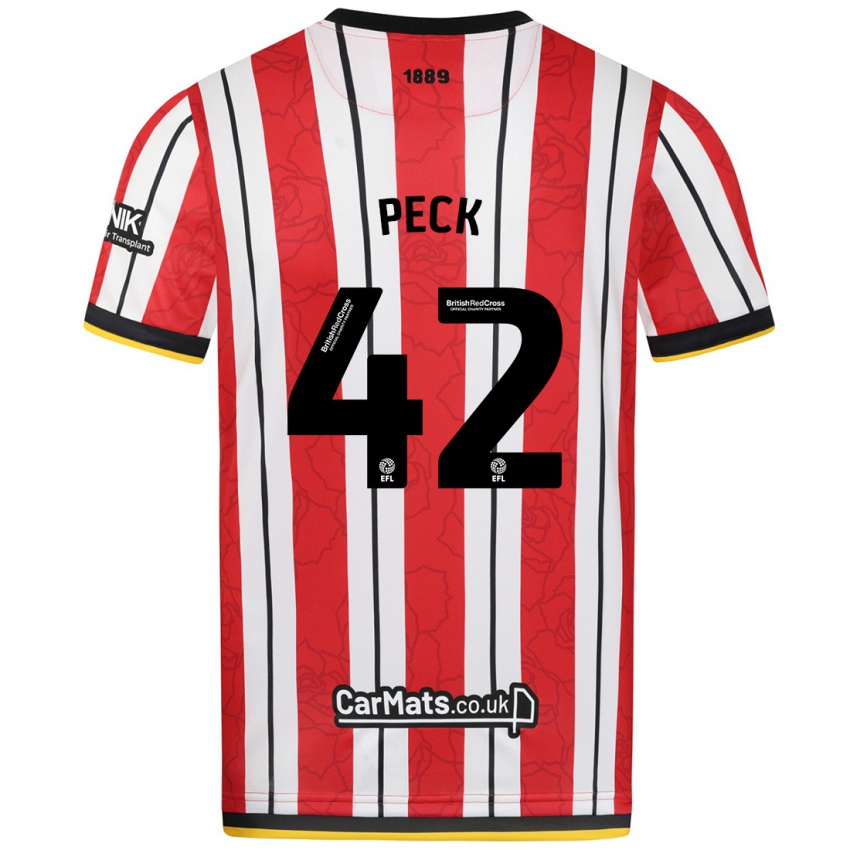 Bambino Maglia Sydie Peck #42 Rosso Strisce Bianche Kit Gara Home 2024/25 Maglietta