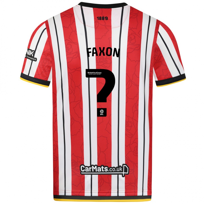 Bambino Maglia Luke Faxon #0 Rosso Strisce Bianche Kit Gara Home 2024/25 Maglietta