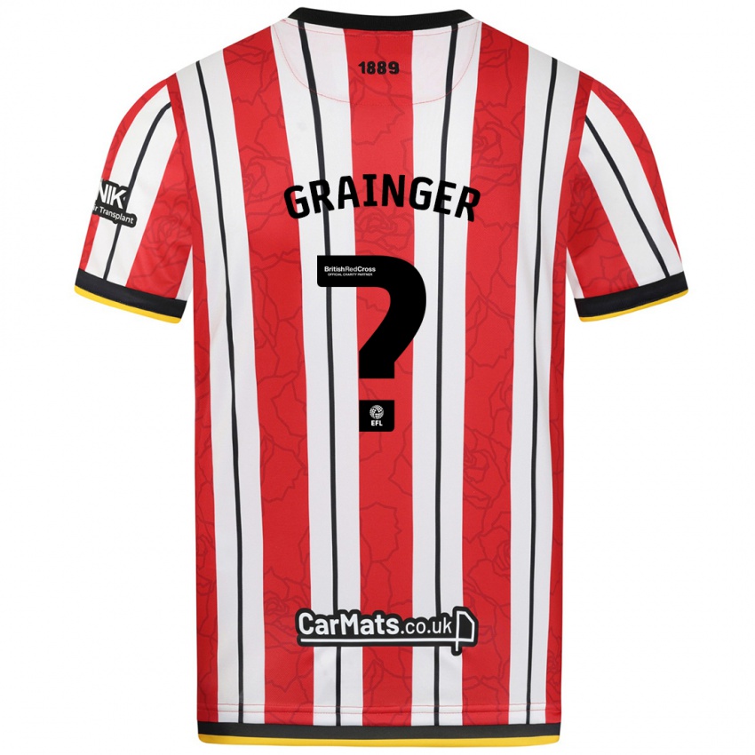 Bambino Maglia Benjamin Grainger #0 Rosso Strisce Bianche Kit Gara Home 2024/25 Maglietta