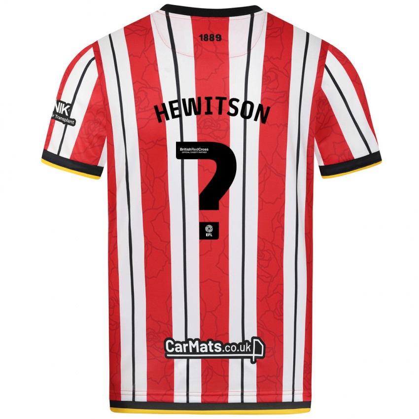 Bambino Maglia Coby Hewitson #0 Rosso Strisce Bianche Kit Gara Home 2024/25 Maglietta