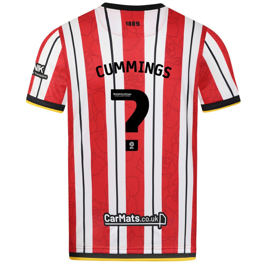 Bambino Maglia Ethan Cummings #0 Rosso Strisce Bianche Kit Gara Home 2024/25 Maglietta