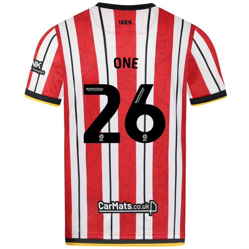 Bambino Maglia Ryan Oné #26 Rosso Strisce Bianche Kit Gara Home 2024/25 Maglietta