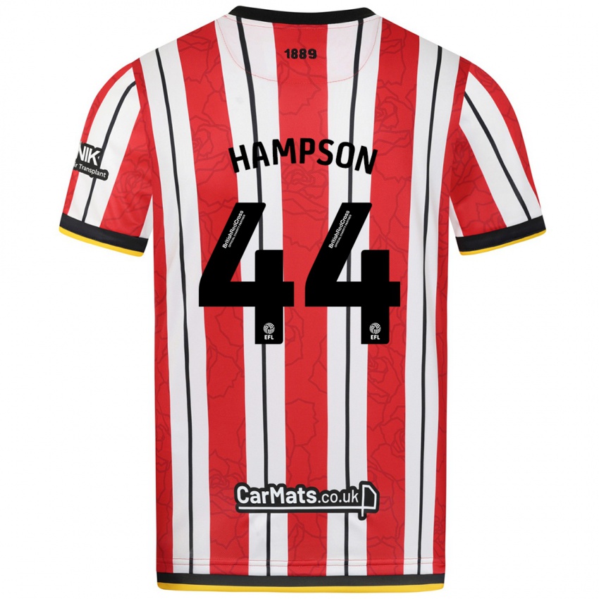 Bambino Maglia Owen Hampson #44 Rosso Strisce Bianche Kit Gara Home 2024/25 Maglietta