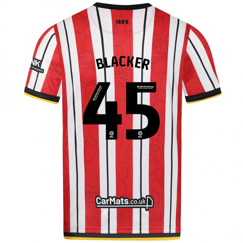 Bambino Maglia Billy Blacker #45 Rosso Strisce Bianche Kit Gara Home 2024/25 Maglietta