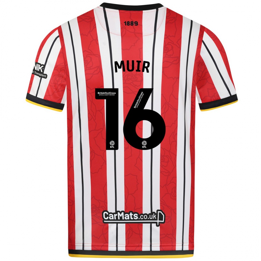 Bambino Maglia Chene Muir #16 Rosso Strisce Bianche Kit Gara Home 2024/25 Maglietta