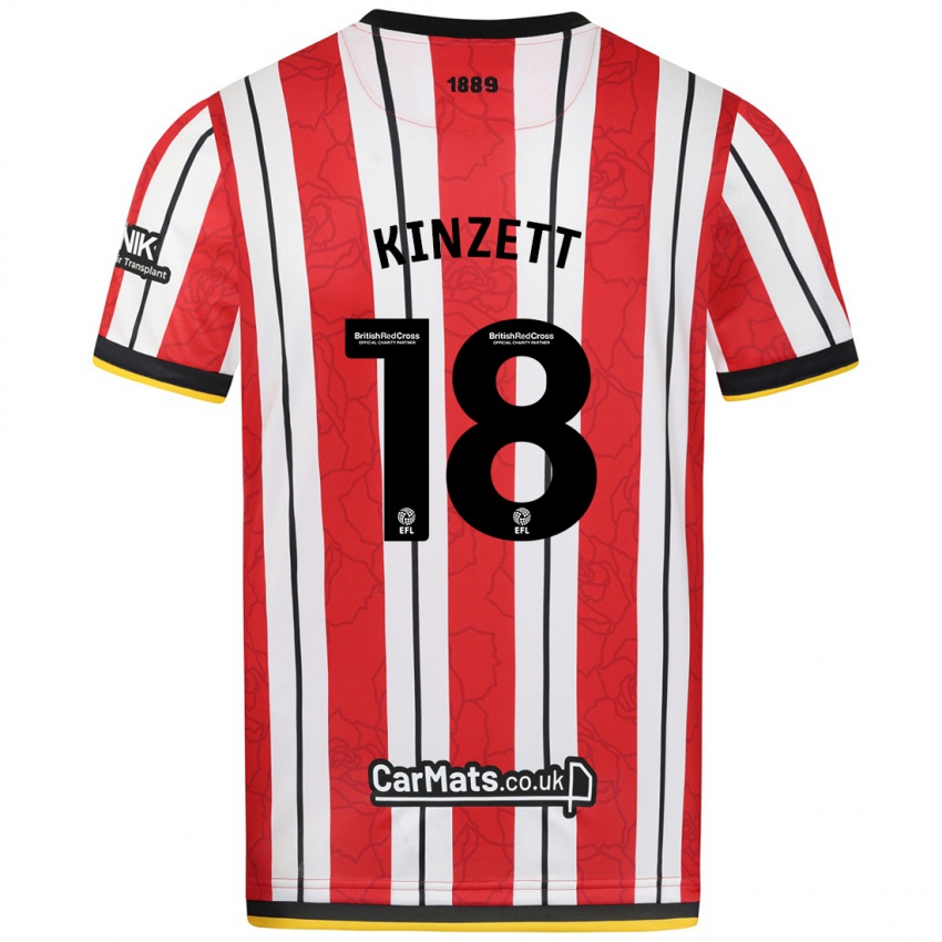 Bambino Maglia Ella Kinzett #18 Rosso Strisce Bianche Kit Gara Home 2024/25 Maglietta