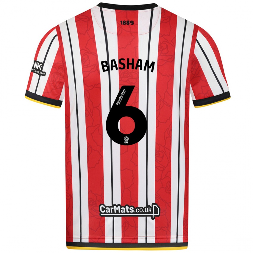 Bambino Maglia Chris Basham #6 Rosso Strisce Bianche Kit Gara Home 2024/25 Maglietta