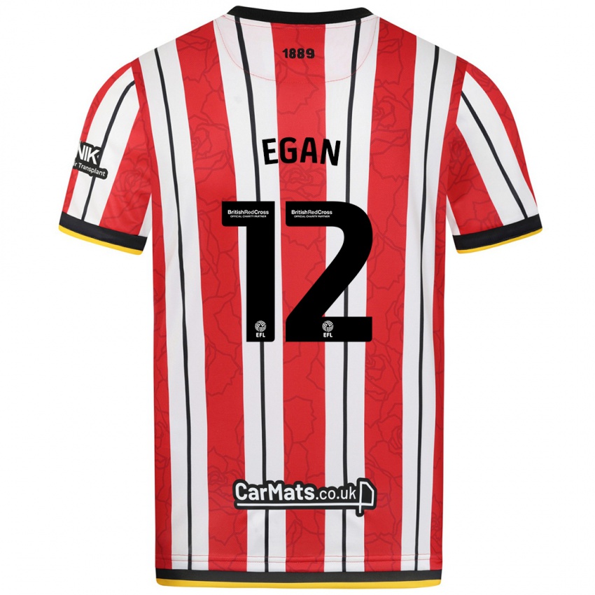 Bambino Maglia John Egan #12 Rosso Strisce Bianche Kit Gara Home 2024/25 Maglietta