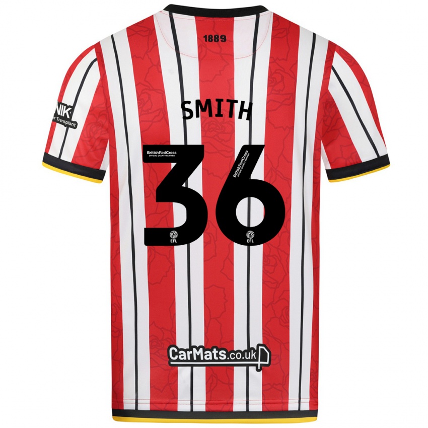 Bambino Maglia Joshua Smith #36 Rosso Strisce Bianche Kit Gara Home 2024/25 Maglietta