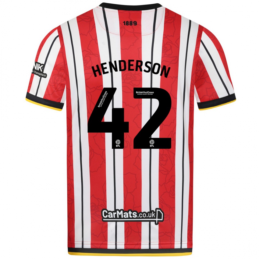 Bambino Maglia Peyton Henderson #42 Rosso Strisce Bianche Kit Gara Home 2024/25 Maglietta