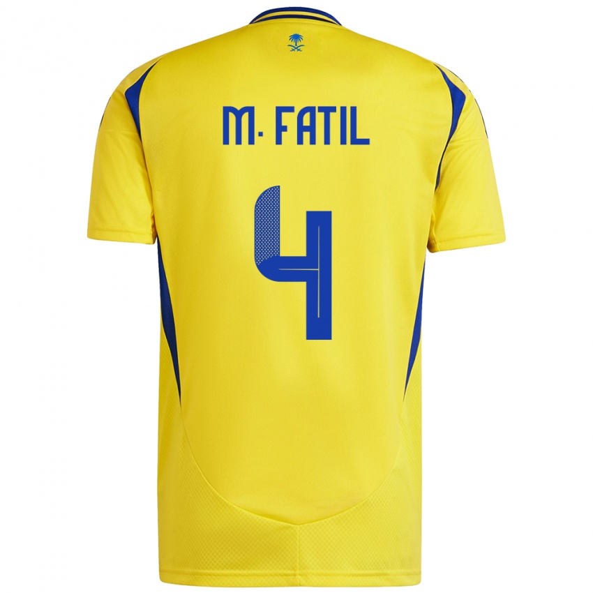 Bambino Maglia Mohammed Al-Fatil #4 Giallo Blu Kit Gara Home 2024/25 Maglietta