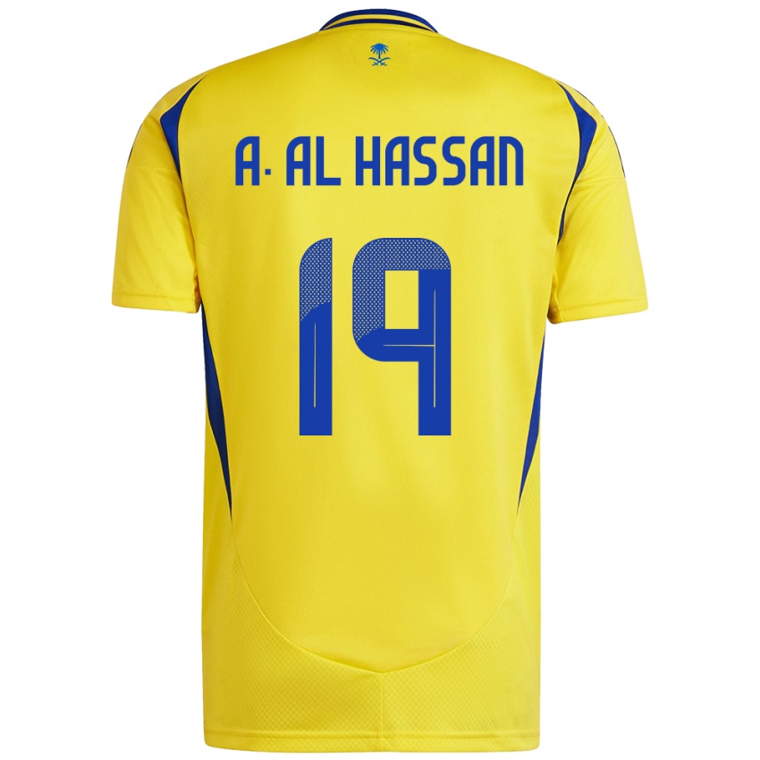 Bambino Maglia Ali Al-Hassan #19 Giallo Blu Kit Gara Home 2024/25 Maglietta