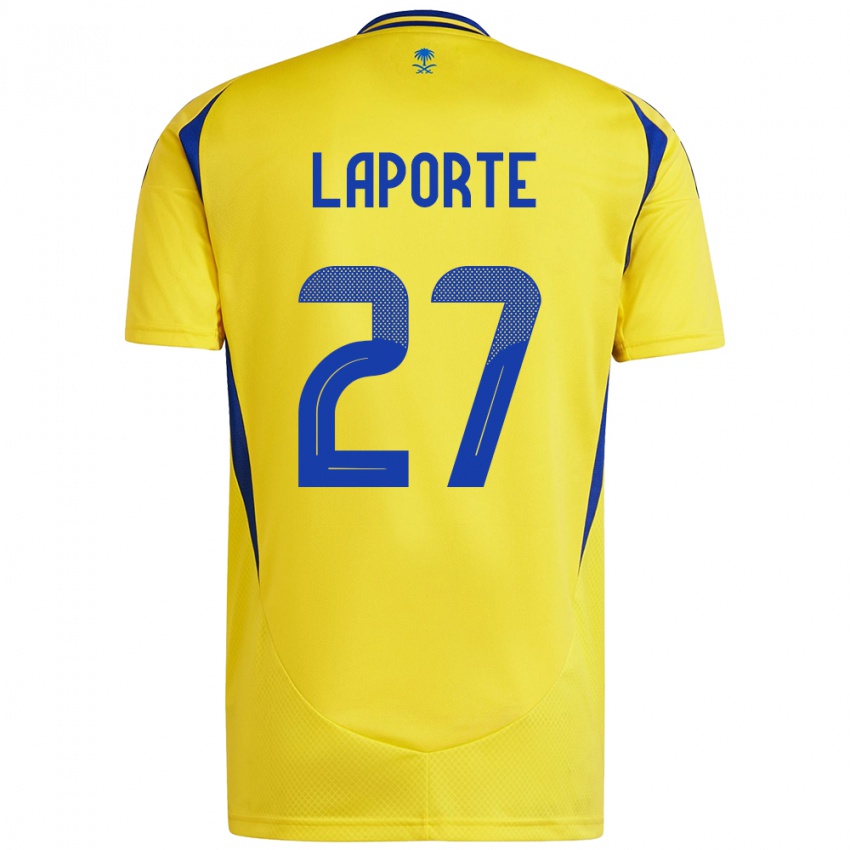 Bambino Maglia Aymeric Laporte #27 Giallo Blu Kit Gara Home 2024/25 Maglietta