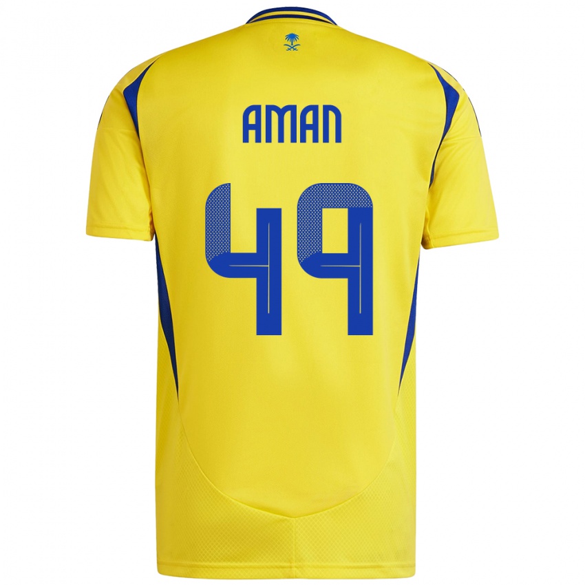 Bambino Maglia Awad Aman #49 Giallo Blu Kit Gara Home 2024/25 Maglietta