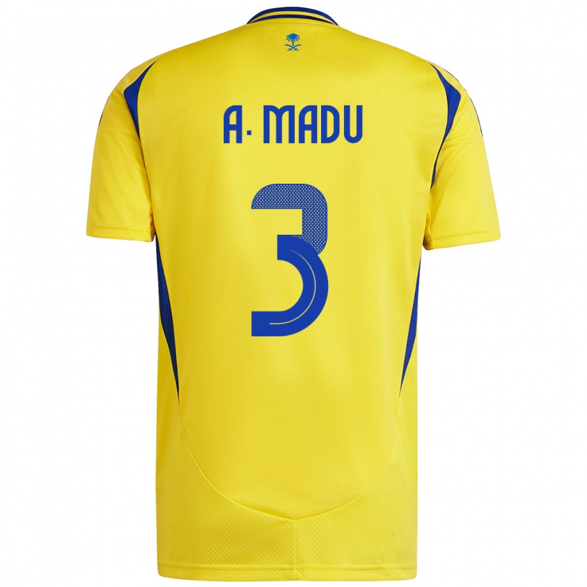 Bambino Maglia Abdullah Madu #3 Giallo Blu Kit Gara Home 2024/25 Maglietta