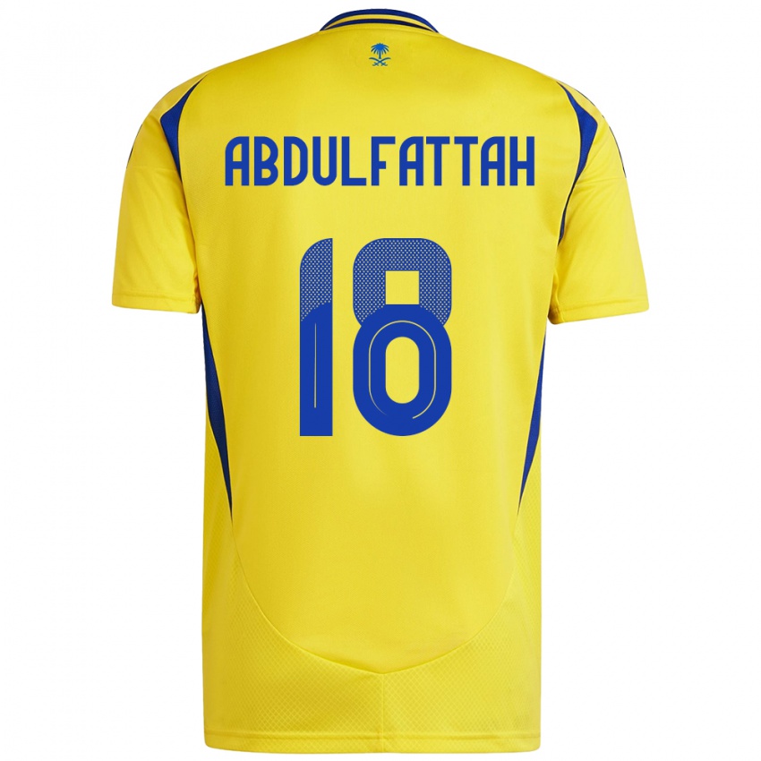 Bambino Maglia Abdulfattah Adam #18 Giallo Blu Kit Gara Home 2024/25 Maglietta