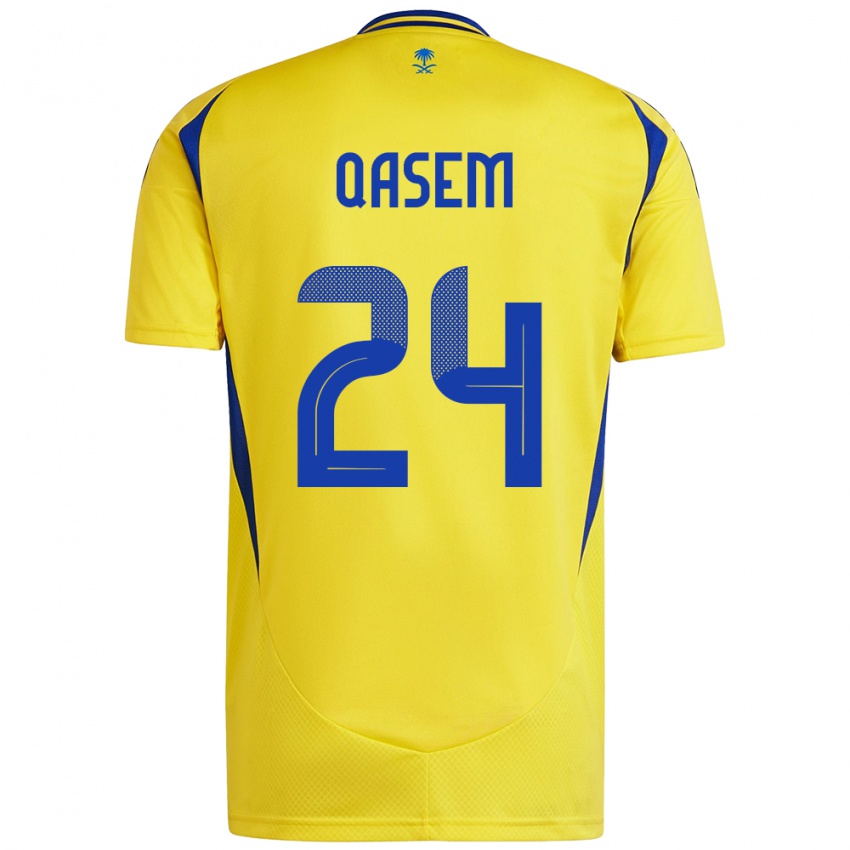 Bambino Maglia Mohammed Qasem #24 Giallo Blu Kit Gara Home 2024/25 Maglietta