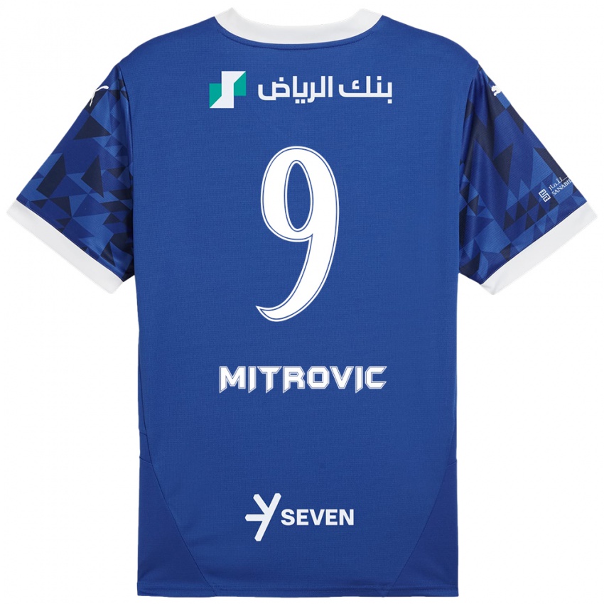 Bambino Maglia Aleksandar Mitrovic #9 Blu Scuro Bianco Kit Gara Home 2024/25 Maglietta